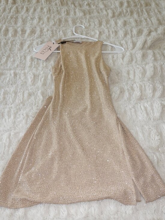 Oh Polly Dresses & Skirts - Oh Polly Gold Mini Dress Open Lower Back